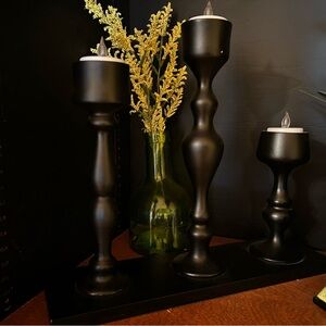 Umbra Loft Elegant Black Candelabra and 3 piece set.